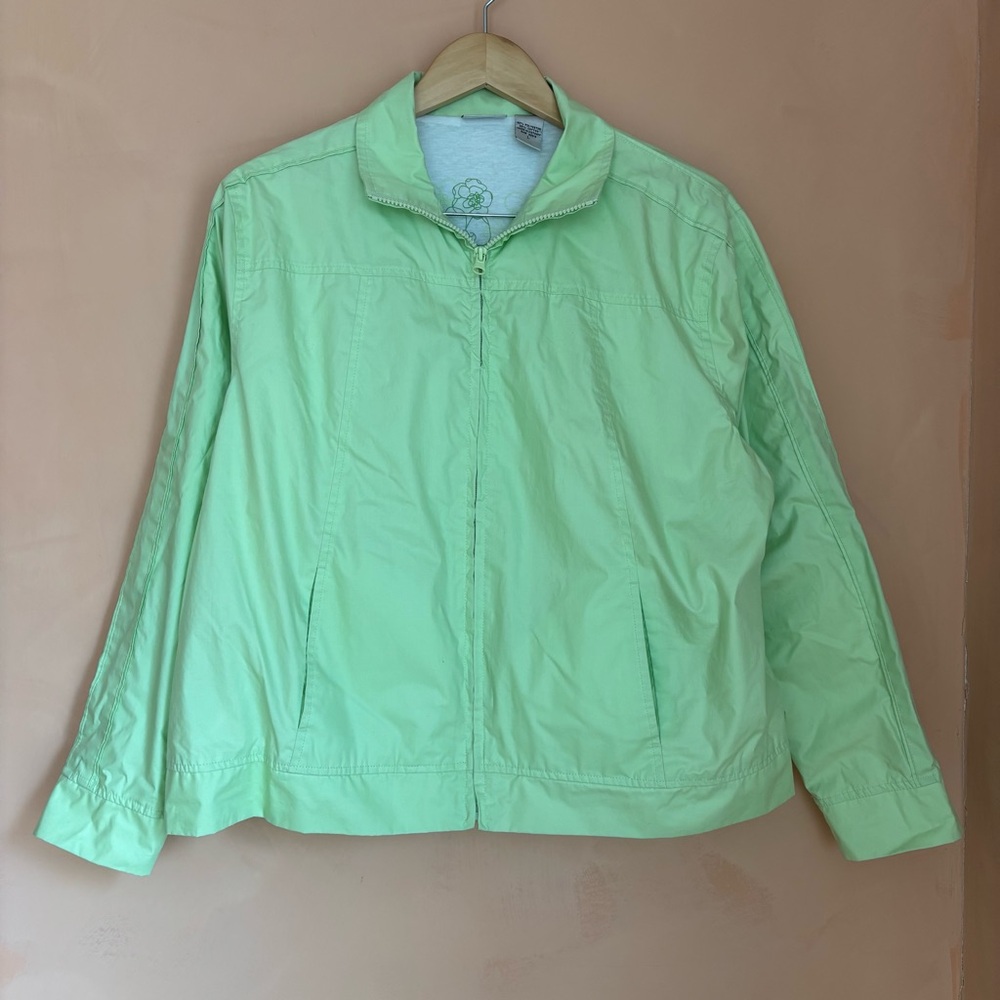 Jenny Buchanan Pastel Green Spring Lined Windbreaker Jacket Women’s Large